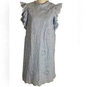 TCEC Eyelet Lace Dress Size Med Powder Blue